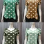 Wholesale Women's Casual Pleated Polka Dot V Neck Short Sleeve Blouse WB013# preview