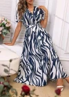Wholesale Women's Casual Wrap V Neck Short Sleeve Maxi Dress With Belt - Liuhuamall