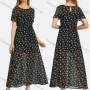 Wholesale Women's Casual Round Neck Floral Print Keyhole Back Elastic Waist Short Sleeve Maxi Dress preview
