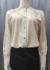 Wholesale Women's Elegant Plain Cold Shoulder Ruched Button Down Plain Casual Blouse - Liuhuamall