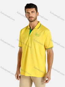 Wholesale Men's Regular Fit Striped Trim Letter Embroidered Polo Shirt, LIUHUA CLOTHING WHOLESALE
