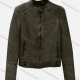 Wholesale Women's Casual Plain Stand Collar Long Sleeve Zipper PU Leather Jacket Gray Green Clothing Wholesale Market Liuhua