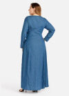 Wholesale Women's Plus Size Casual Round Neck Long Sleeve Denim Maxi Dress - Liuhuamall