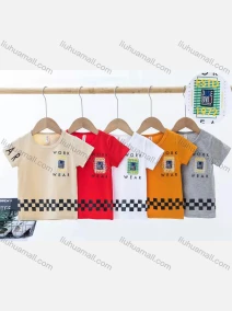 Wholesale Boys Letter Graphic Round Neck Short Sleeve T-shirt 6176#, LIUHUA CLOTHING WHOLESALE