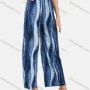 Wholesale Women's Casual Wave Print Elastic Waist Wide Leg Pants preview