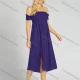 Wholesale Women's Polka Dot Off Shoulder Slit Hem Midi Dress 13# Clothing Wholesale Market Liuhua