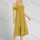 Wholesale Women's Polka Dot Off Shoulder Slit Hem Midi Dress 16# Clothing Wholesale Market Liuhua