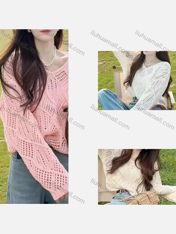 Wholesale Women's Casual Crew Neck Long Sleeve Mesh Cover Up Top 023#