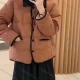 Wholesale Women's Casual Long Sleeve Thermal Lined Plain Puffer Jacket Camel Clothing Wholesale Market Liuhua