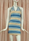 Wholesale Women's Casual Ruched Colorblock Knit Halter Dress - Liuhuamall