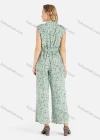 Wholesale Women's Casual Floral Print Notched Neck Sleeveless Wide Leg Jumpsuit With Belt - Liuhuamall