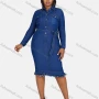 Wholesale Women's Casual Shirt Collar Long Sleeve Frayed Raw Hem Shirt Dress With Belt preview