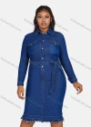 Wholesale Women's Casual Shirt Collar Long Sleeve Frayed Raw Hem Shirt Dress With Belt - Liuhuamall