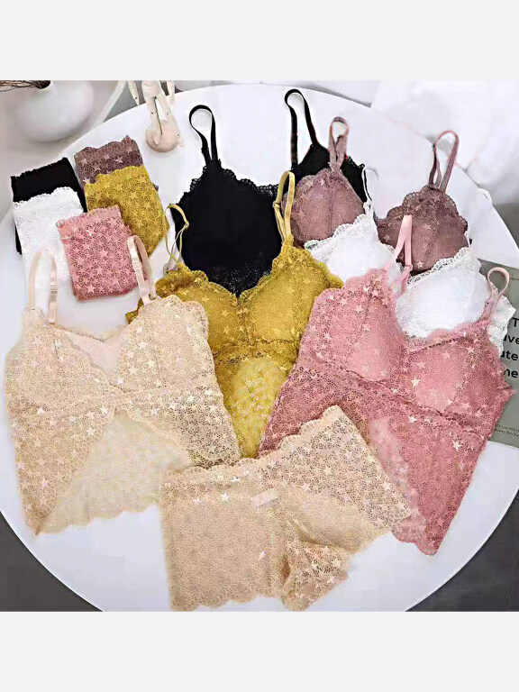 Women's Guipure Lace Applique Bra & Brief 2 Pieces Sets, Clothing Wholesale Market -LIUHUA, WOMEN, Underwear