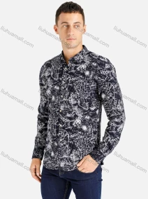 Wholesale Men's Casual Slim Fit Long Sleeve Allover Print Button Down Shirt, LIUHUA CLOTHING WHOLESALE