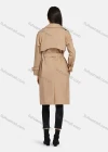 Wholesale Women's Lapel Double Breasted Belted Pockets Plain Mid Length Trench Coat - Liuhuamall