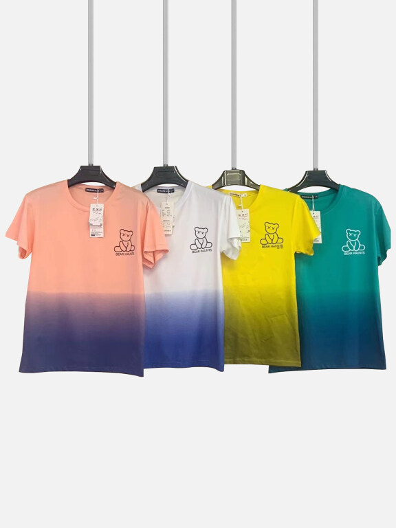 Men's Plus Size Round Neck Short Sleeve Gradient Cartoon Print T-Shirt 6118#, Clothing Wholesale Market -LIUHUA, 