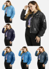 Wholesale Women's Plus Size Collared Button Front Crop Distressed Basics Denim Jacket 0864# - Liuhuamall