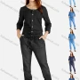 Wholesale Women's Plus Size Casual Round Neck Button Front Top & Straight Leg Pants Denim 2 Piece Set preview
