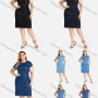 Wholesale Women's Plus Size Round Neck Zip Back Knee Length Denim Dress preview