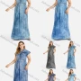 Wholesale Women's Plus Size Flap Pockets Cap Sleeve Distressed Button Front Denim Maxi Dress preview