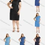 Wholesale Women's Plus Size Casual Round Neck Zipper Knee Length Denim Dress preview