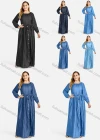 Wholesale Women's Plus Size Casual Round Neck Button Denim Maxi Dress - Liuhuamall