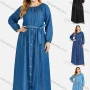 Wholesale Women's Plus Size Casual Round Neck Button Front Denim Maxi Dress preview