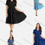 Wholesale Women's Plus Size Casual Lapel Button Front Belted Denim Shirt Dress preview
