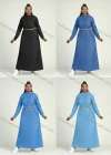 Wholesale Women's Plus Size Stand Collar Long Sleeve Button Front Denim Maxi Shirt Dress With Belt - Liuhuamall