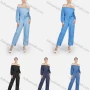 Wholesale Women's Plus Size Off Shoulder Casual Denim Jumpsuit With Belt preview