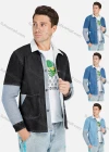 Wholesale Men's Fashion Collared Splicing Dual Pocket Denim Jacket With Patch Pocket - Liuhuamall