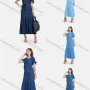 Wholesale Women's Plus Size Button Front Ruffle Hem Denim Casual Maxi Dress With Belt preview