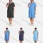 Wholesale Women's Plus Size Round Neck Plain Button Straight Denim Dress preview