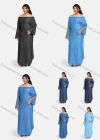 Wholesale Women's Off Shoulder Hollow Wave Sleeve High Low Hem Denim Maxi Dress - Liuhuamall
