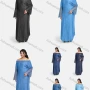 Wholesale Women's Off Shoulder Hollow Wave Sleeve High Low Hem Denim Maxi Dress preview