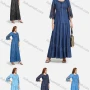 Wholesale Women's Casual Tie Front Ruffle Hem Denim Maxi Dress preview