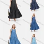 Wholesale Women's Casual Sleeveless Round Neck Ruffle Maxi Denim Dress preview