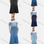 Wholesale Women's High Waist Button Front Wash Denim Mermaid Midi Skirt preview