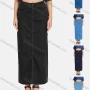 Wholesale Women's High Waist Button Straight Maxi Denim Skirt preview