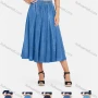 Wholesale Women's Casual Elastic Waist Wash Denim Midi Skirt preview