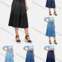 Wholesale Women's Ombre Comfy Elastic Closure Swiss Dot Print Midi Denim Skirt preview