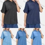 Wholesale Women's Casual Light Wash Drop Shoulder Button Down Loose Fit Blouse preview