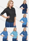 Wholesale Women's Casual Long Sleeve Button Down Denim Shirt With Flap Pockets - Liuhuamall