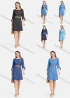 Wholesale Women's Casual Round Neck Cold Shoulder Denim Short Dress With Belt - Liuhuamall