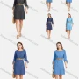 Wholesale Women's Casual Round Neck Cold Shoulder Denim Short Dress With Belt preview