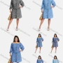 Wholesale Women's Plus Size Button Down Off Shoulder Demin Knee Length Dress preview