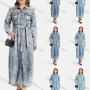 Wholesale Women's Casual Long Sleeve Flap Pocket Maxi Demin Shirt Dress With Belt preview