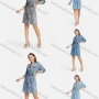 Wholesale Women's Casual Long Sleeve Stand Collar Button Down Denim Shirt Dress With Belt preview