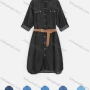 Wholesale Women's Lapel Button Down Denim Dress With Belt preview
